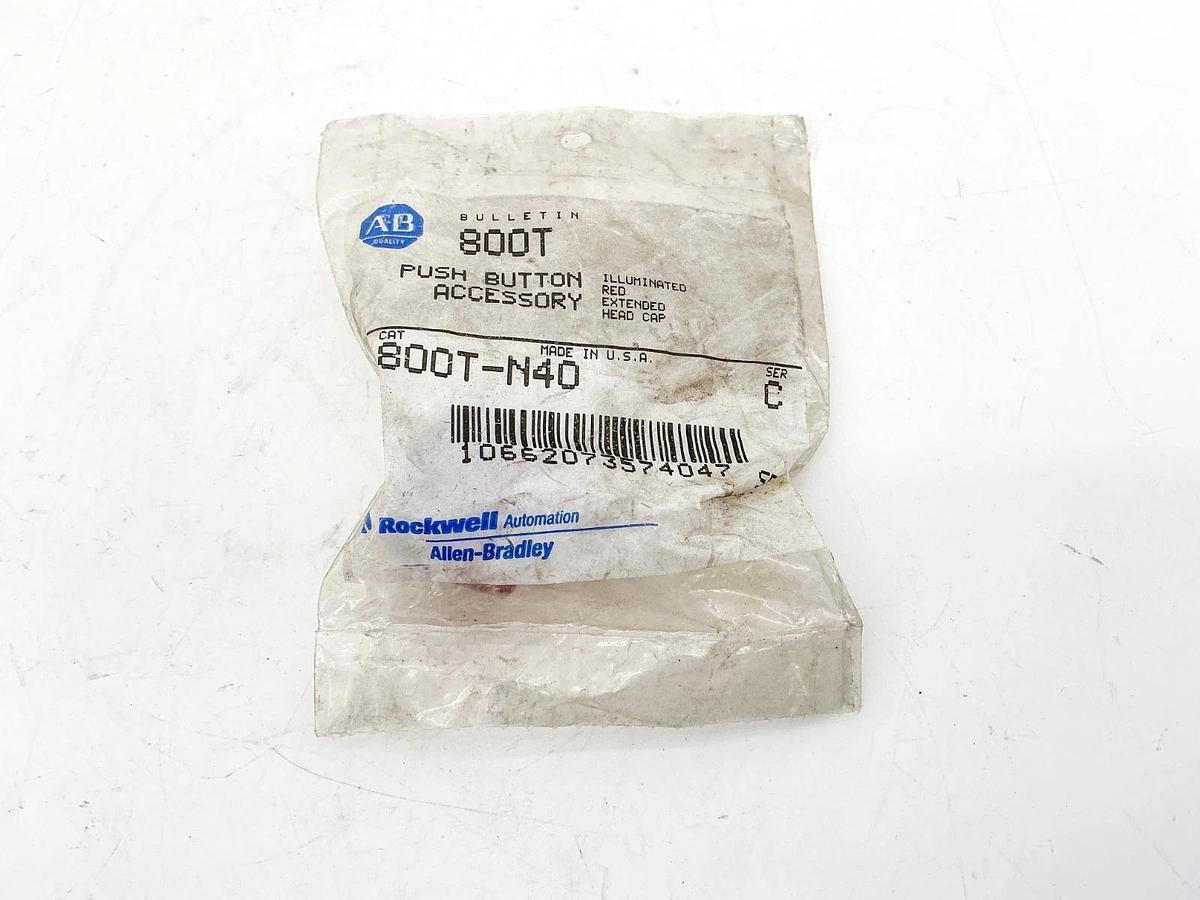 New Lot of 5 Allen Bradley 800T-N40 Illuminated Red Extended Cap Red Ser.C