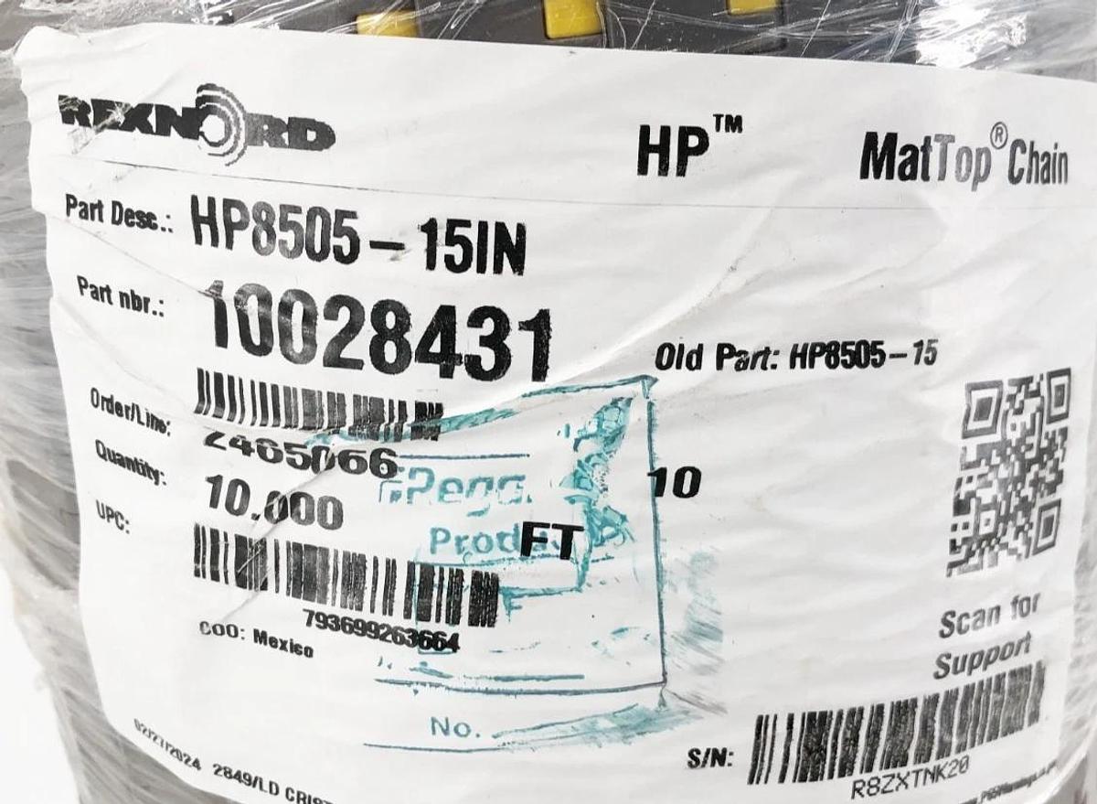 New Rexnord 10028431 Conveyor Chain HP8505-15IN 15" W x 10FT L - No Box
