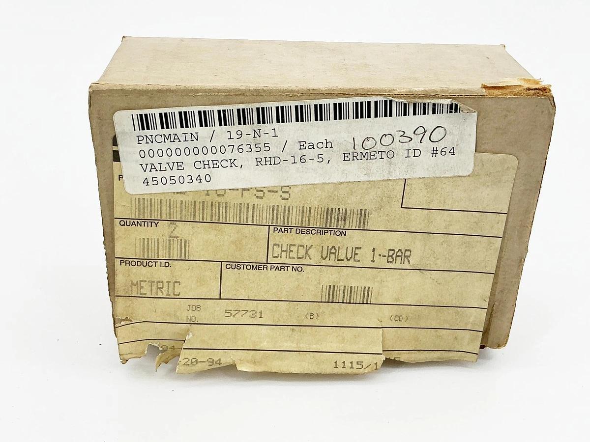 New Lot of 2 Parker Ermeto RHD16SA3C Check Valve 1Bar RHD-16-5