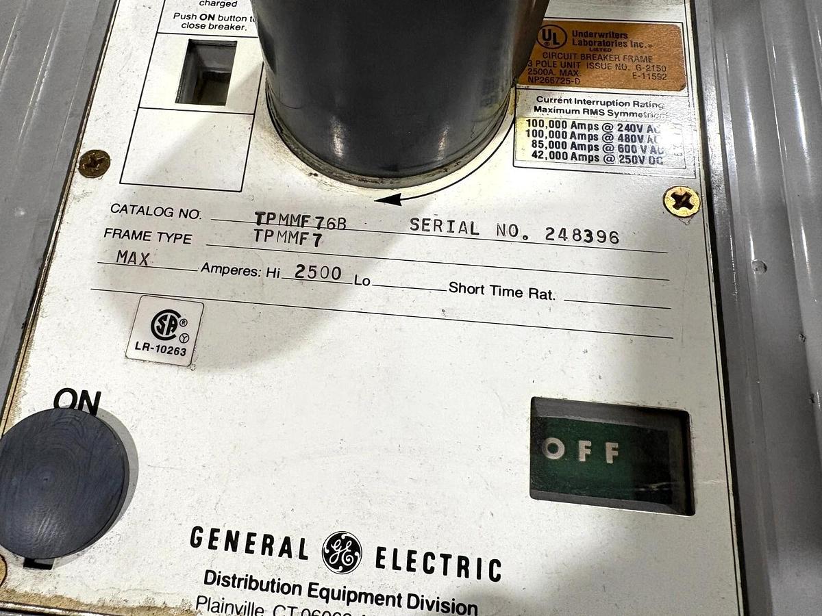 Used GE General Electric TPMMF76B Power Break Circuit Breaker w/ 800A Trip Unit