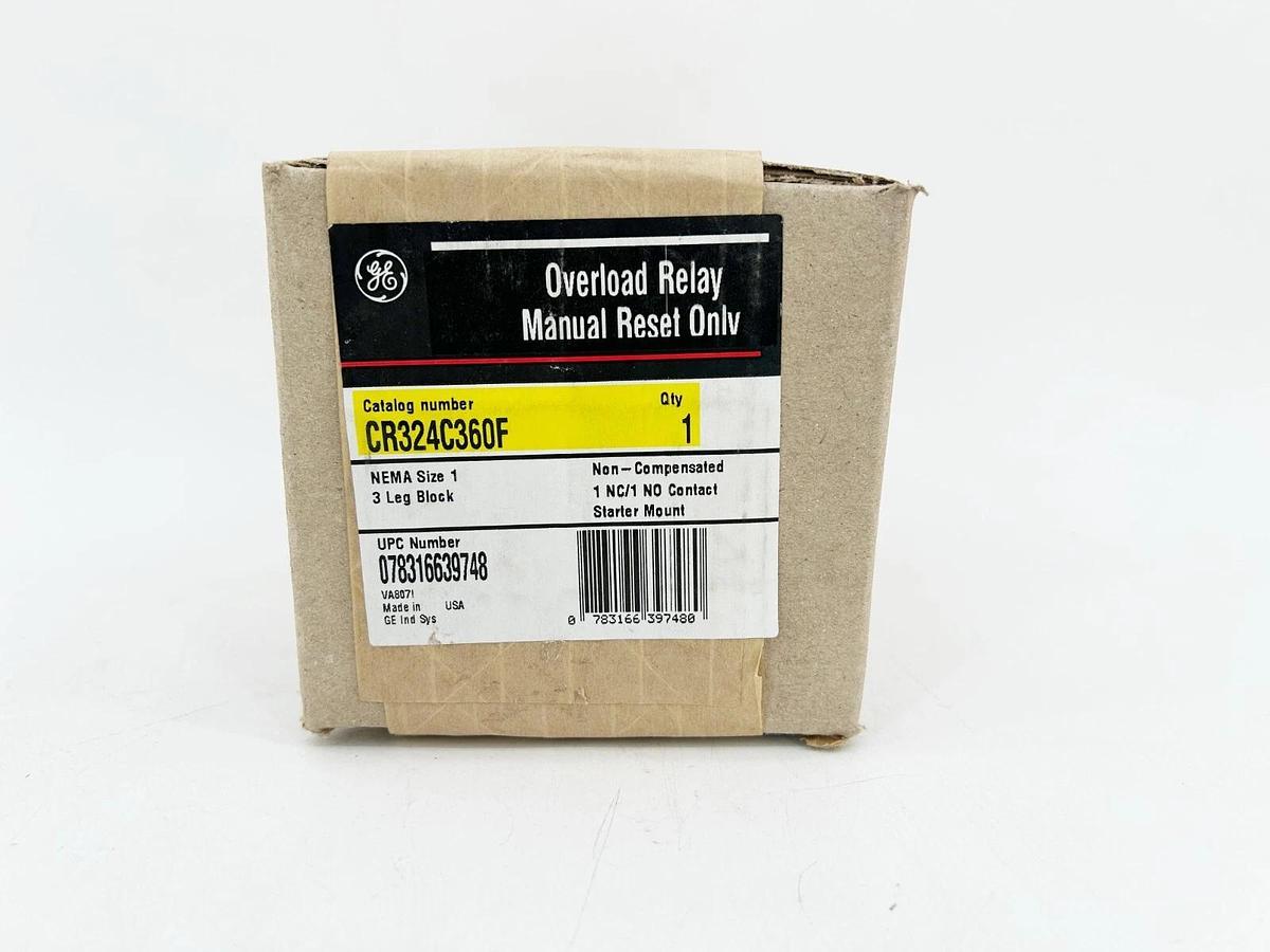 Used New Factory Sealed GE General Electric CR324C360F Overload Relay NEMA Size 1