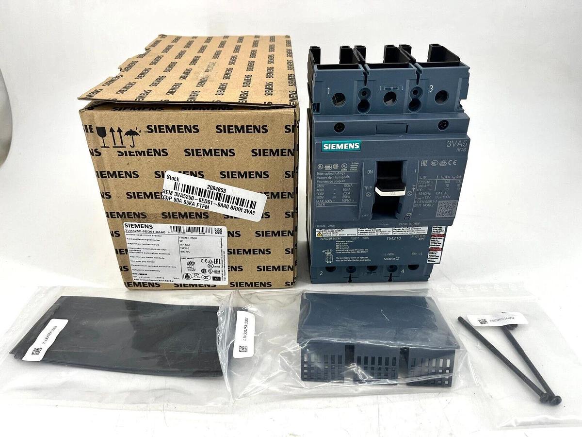 New Siemens 3VA5250-6ED61-0AA0 Circuit Breaker 50A 480V