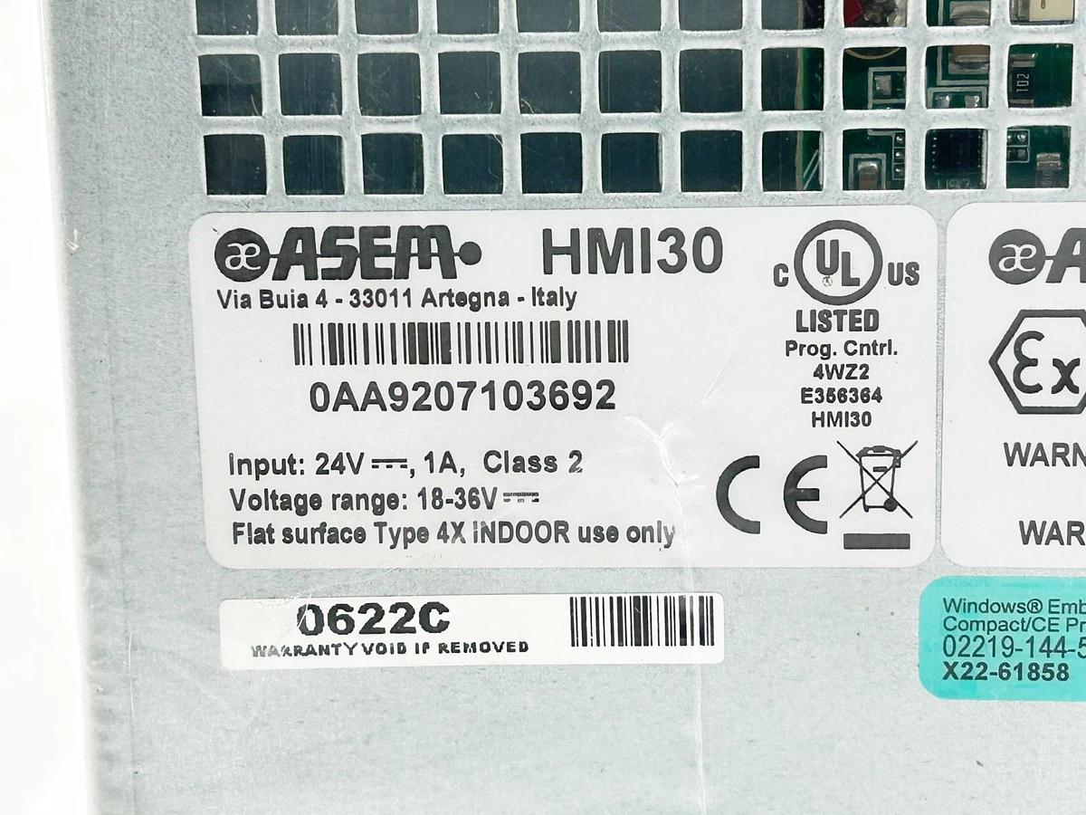 New ASEM Model HMI30-BAS 0AA92071 Operator Interface Display 7" 24V 1A