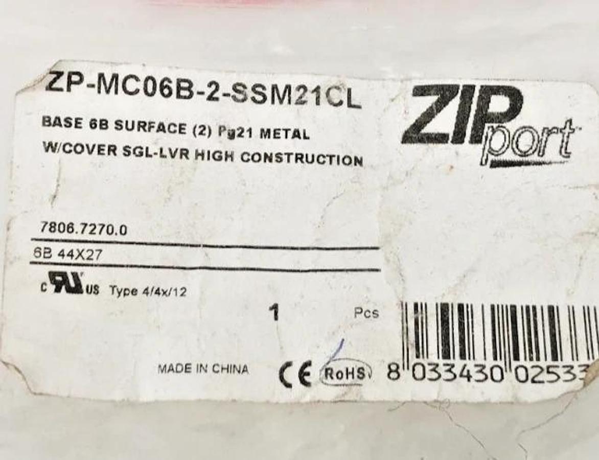 New ZIPport ZP-MC06B-2-SSM21CL Connector Housing Size 6B