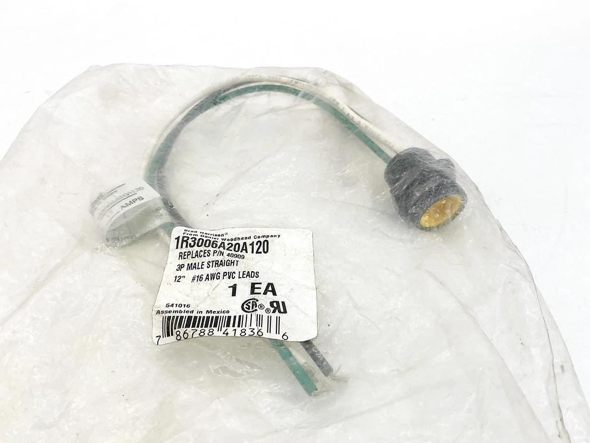 New Lot of 2 Brad Harrison 1R3006A20A120 Cordset 600V 1300130202 40909