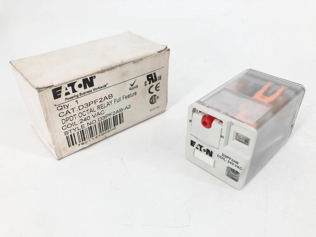 New Eaton D3PF2AB Relay 240VAC Coil 8-Pin Full-Feature D3PF2AB-A2
