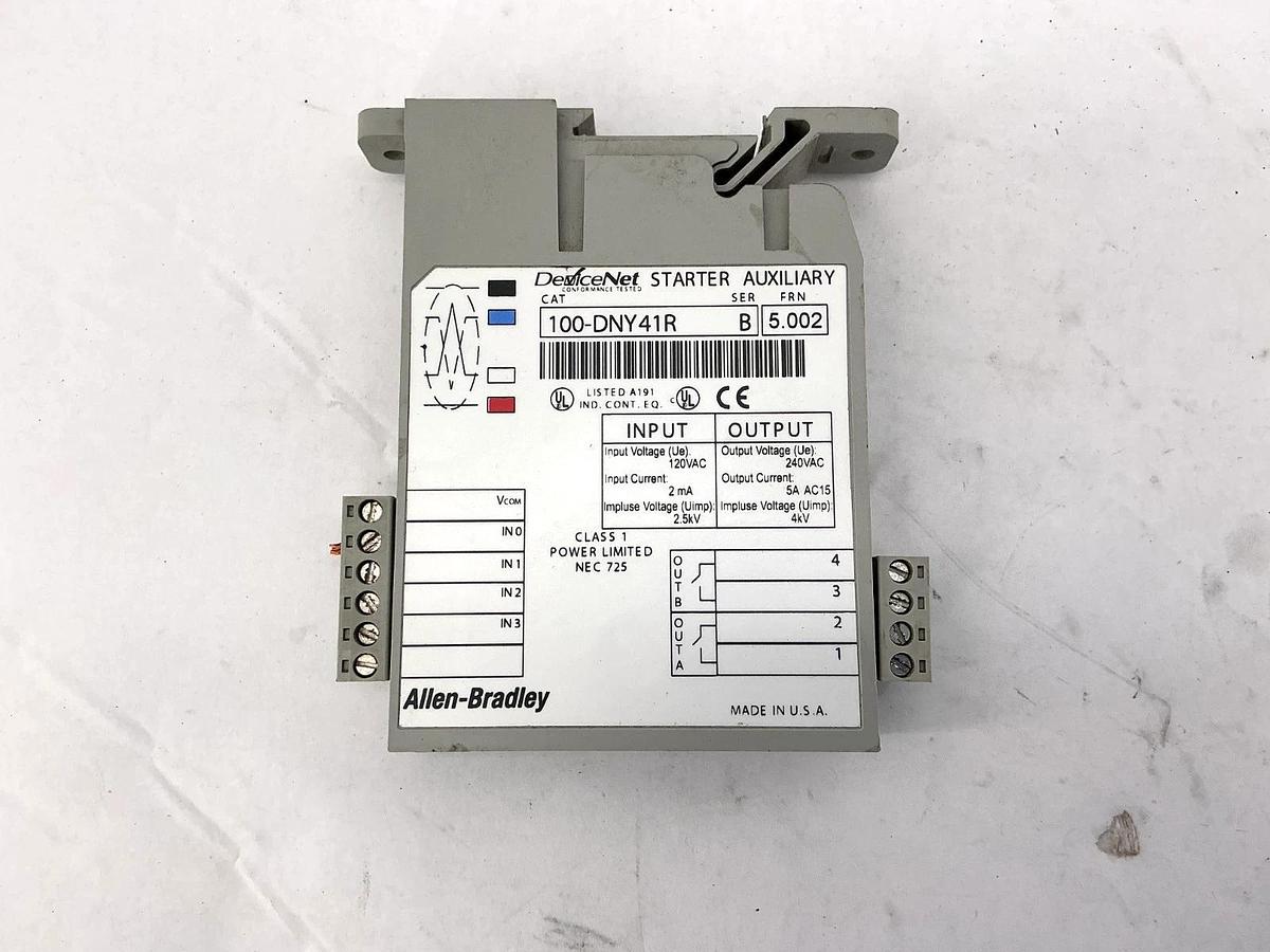 Used Allen Bradley 100-DNY41R Ser B Starter Auxiliary IN-120V OUT-240V