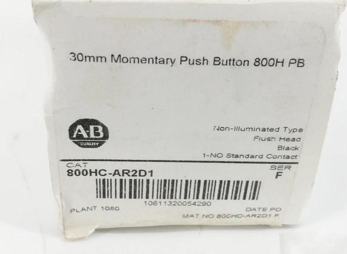 New Allen Bradley 800HC-AR2D1 Ser. F Black Momentary Pushbutton 30.5mm 800TC-XD1