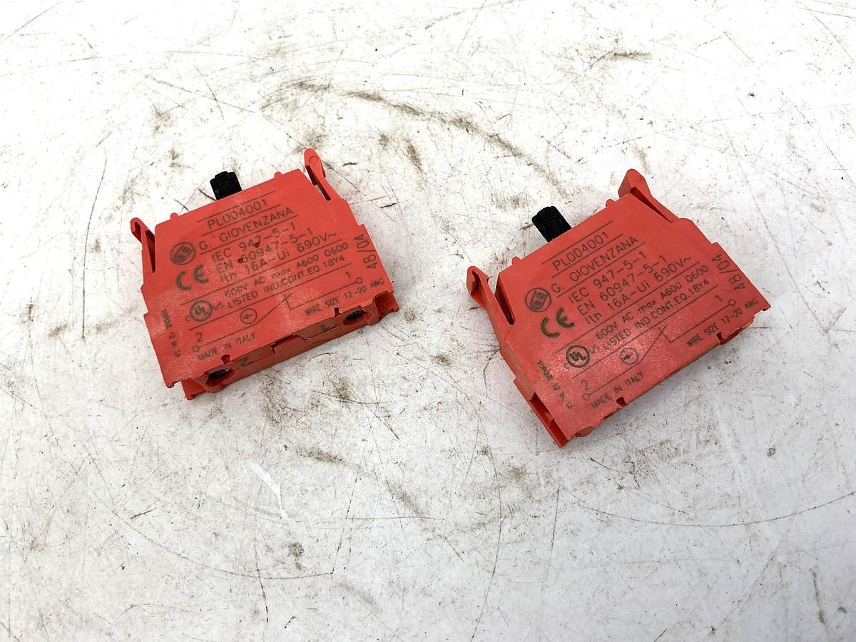 Lot of 2 New Giovanzana PL004001 Contact Block 600VAC