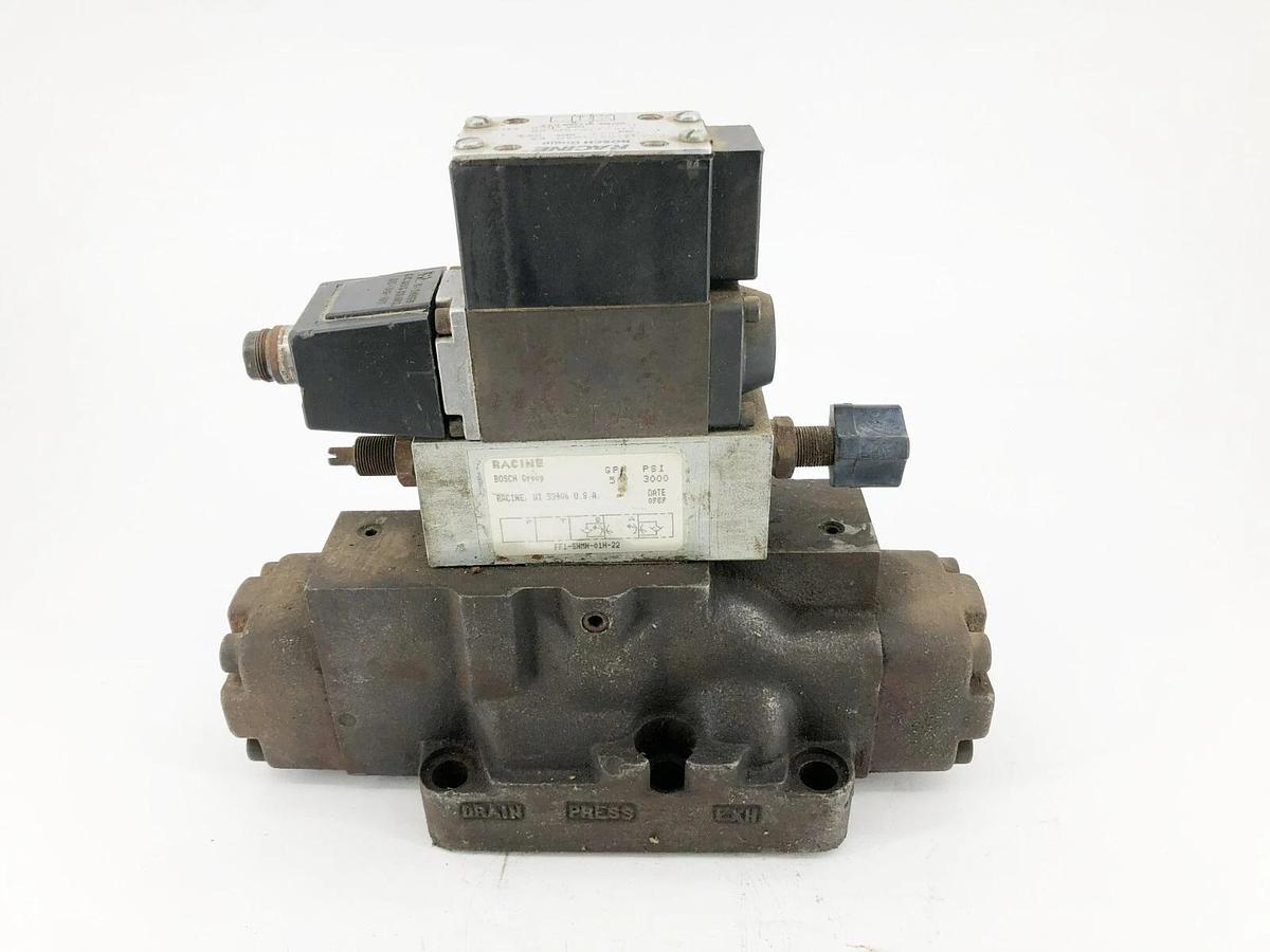 Used Bosch Racine FD4-CTHS-106M-63 Hydraulic Solenoid Valve 110/115V 3000psi Max