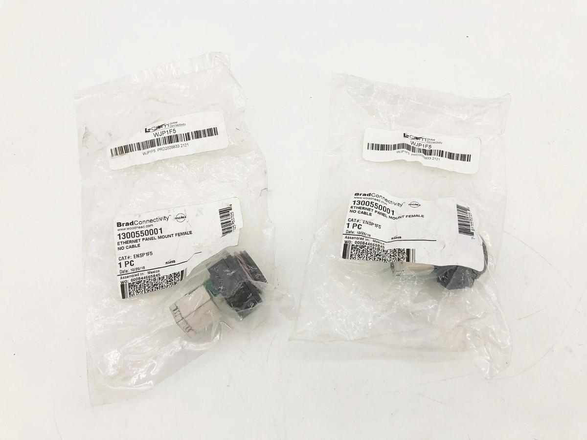 Lot of 2 New Brad Connectivity 1300550001 Ethernet Panel Mounts Female ENSP1F5