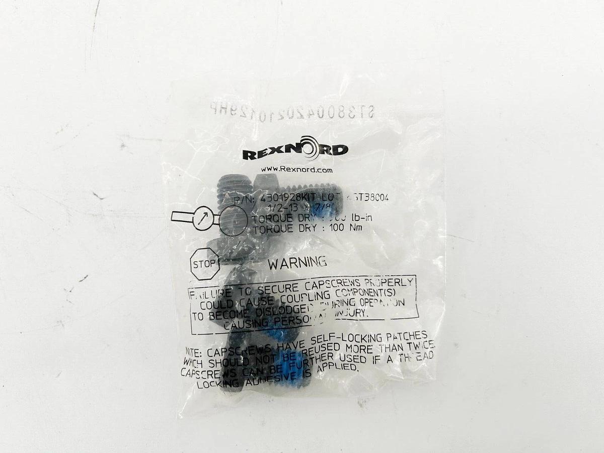 New Lot of 2 Rexnord 4301928KIT Cap Screw 1/2X13x7/8" PK/4