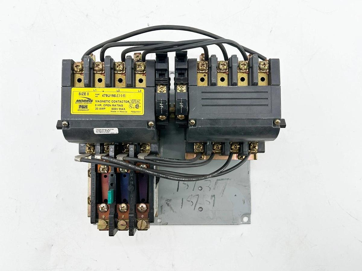 New P&H Morris 479U195-D16 Magnetic Contactor 20A 600V 8HR Open Rating Size 0