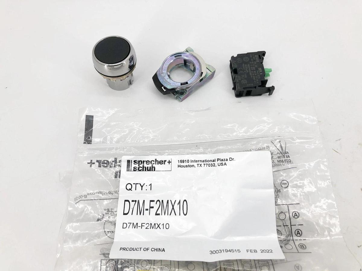 New Sprecher + Schuh D7M-F2MX10 Black Pushbutton Momentary 22mm