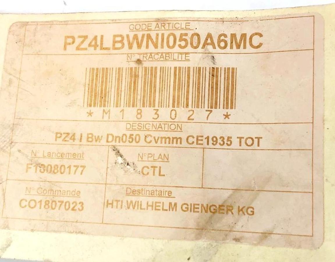 New Meca-Inox PZ4LBWNI050A6MC Sanitary Valve PN80 M-I-DN50 (Missing Hardware)