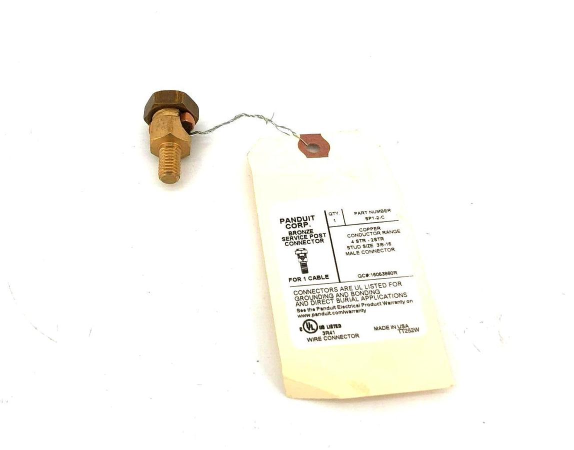 New Panduit SP1-2-C Grounding Service Post Connector, Bronze, Male