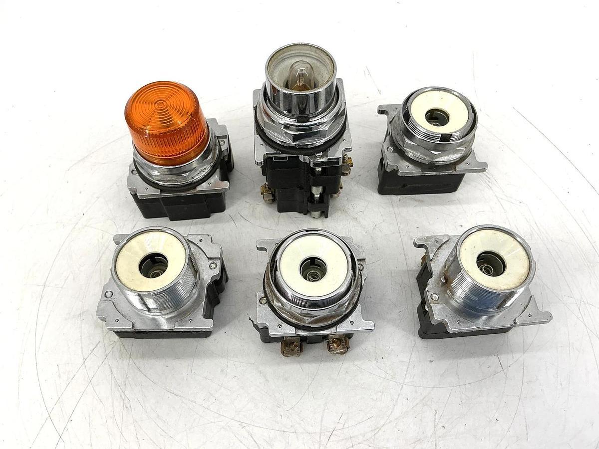 Used Random Assorted Lot of 6 Eaton Cutler-Hammer Standard Indicating Pilot Light