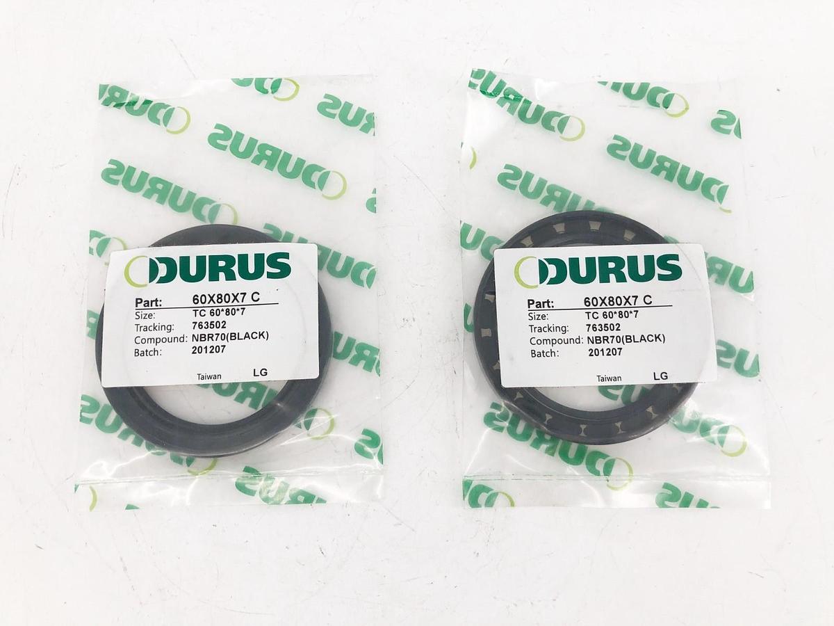 Lot of 2 New Durus 60X80X7 C Oil Seals NBR70 (Black) 60mm x 80mm x 7 mm