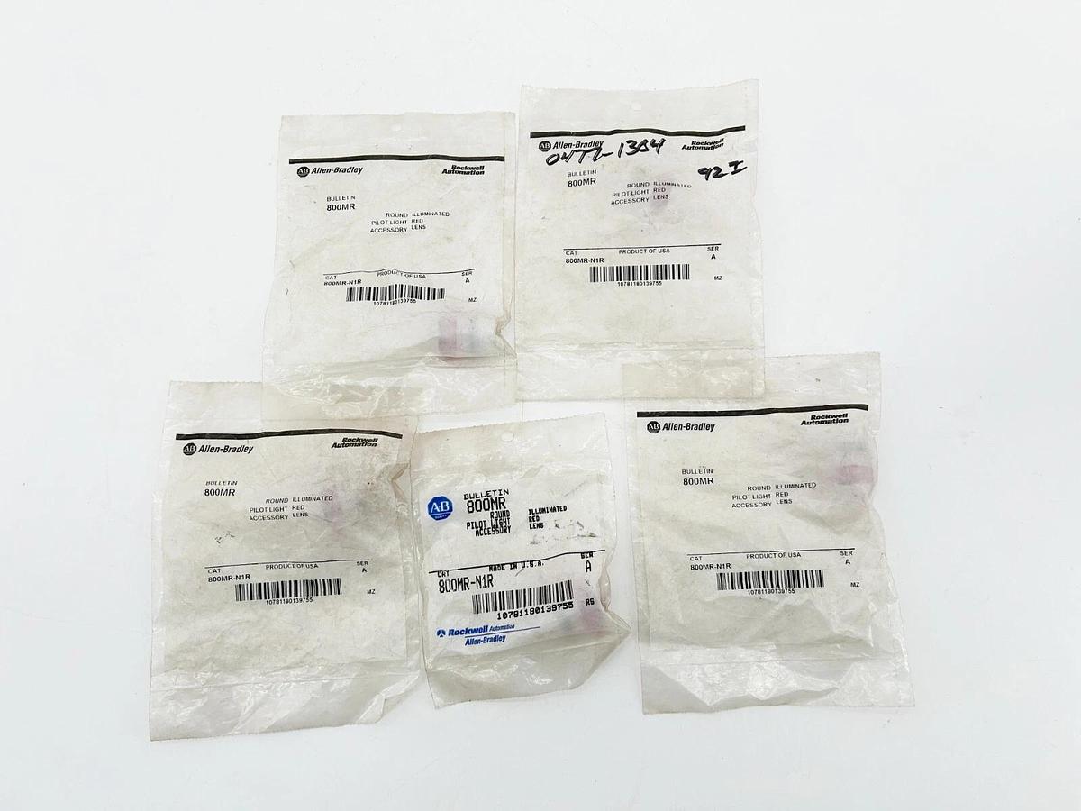 New Lot of 5 Allen Bradley 800MR-N1R Pushbutton Cap For Pilot Light 22MM Red
