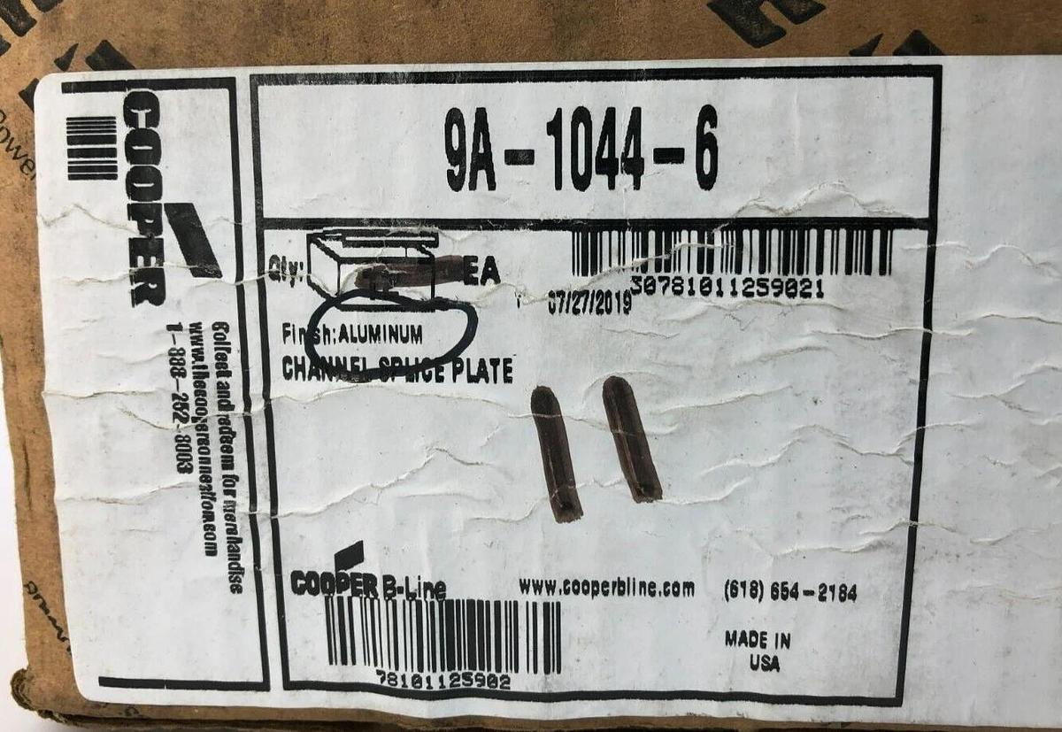 Lot of 11 New Cooper B-Line 9A-1044-6 Splice Plates 6" Channel Width Aluminum