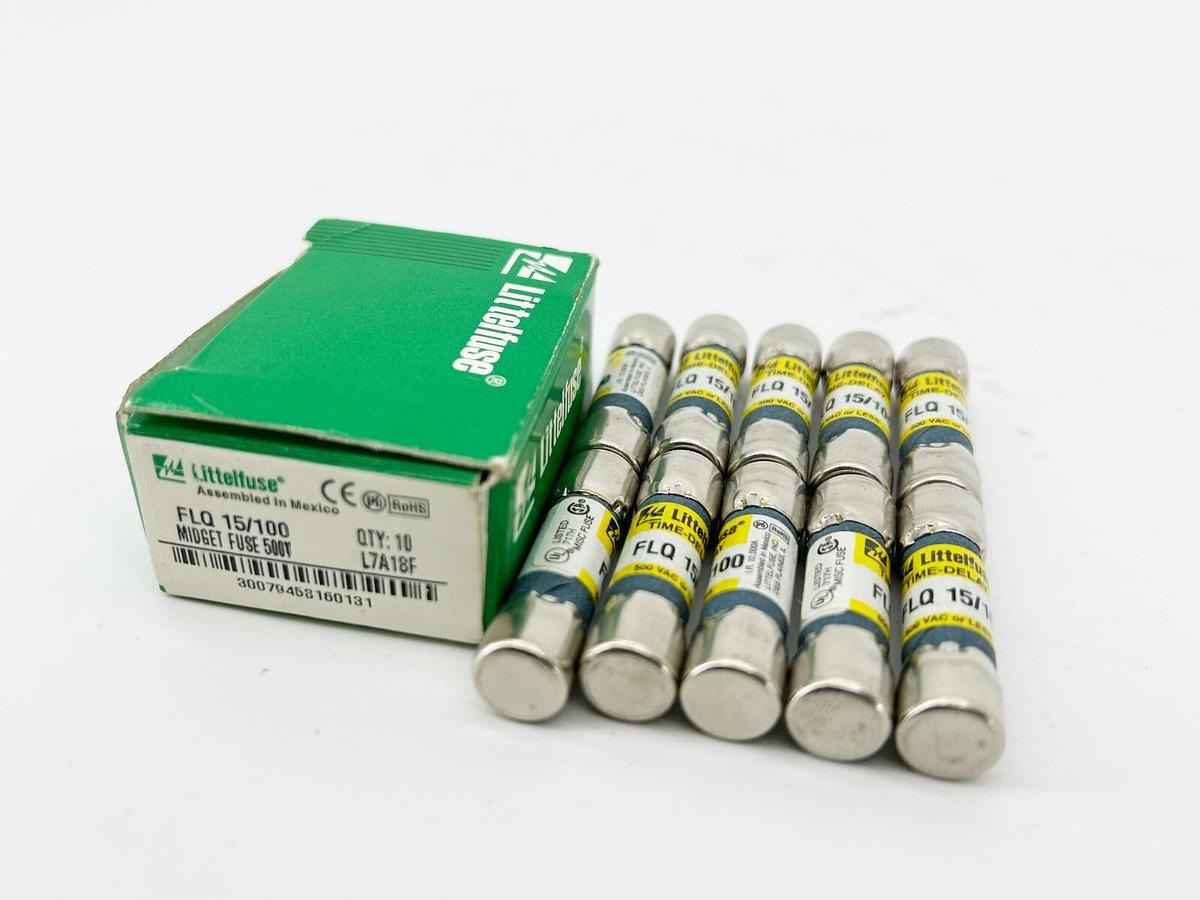 New Box of 10 Littelfuse FLQ-15/100 Time Delay Fuse .150A 500V