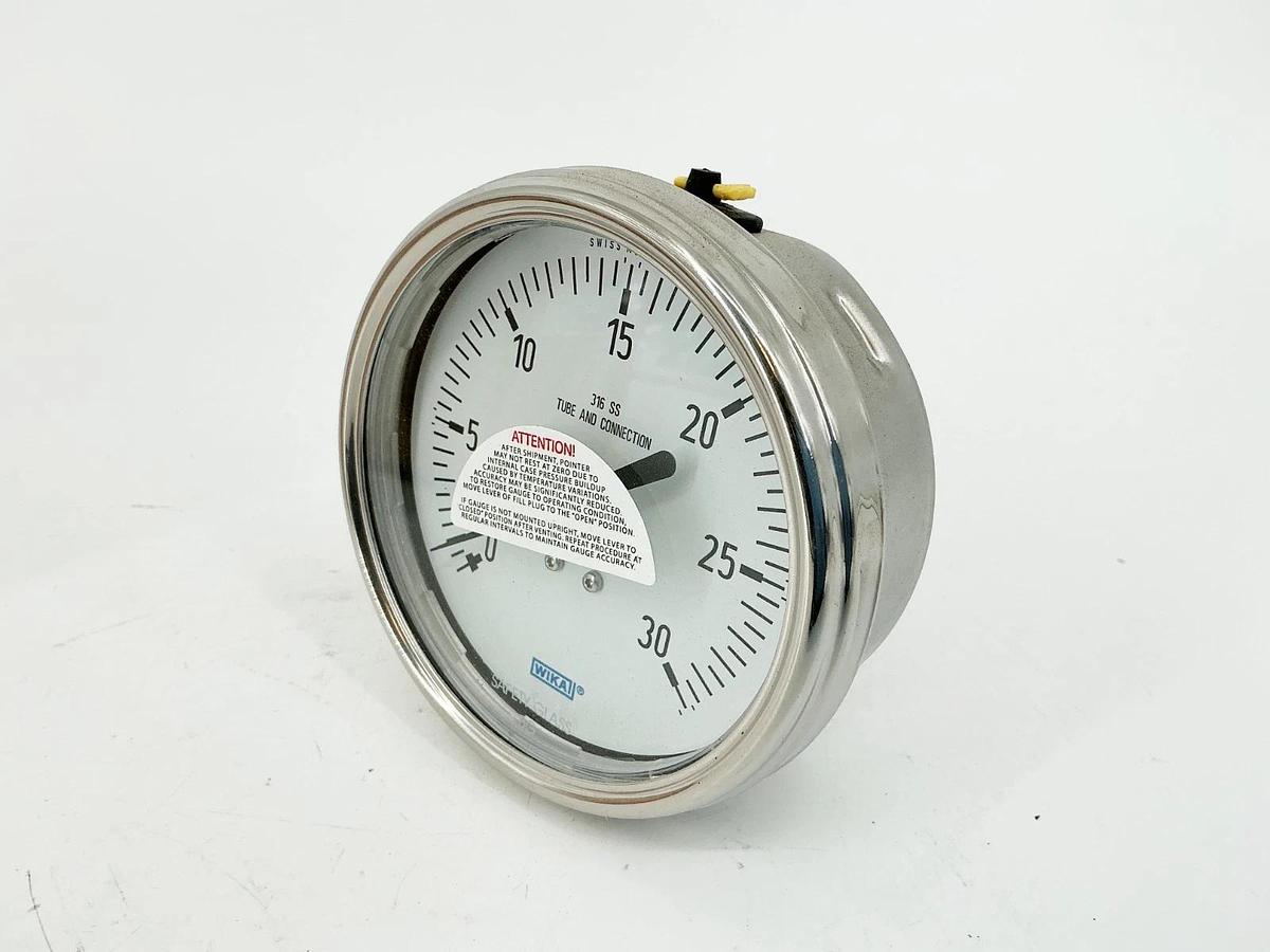 New Wika Type 232.54 4" 9745866 Pressure Gauge 4" Face 30PSI 1/2"NPT