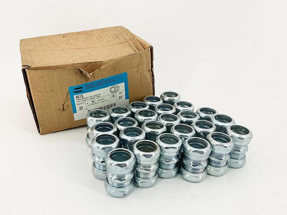 New Lot of 25 Crouse Hinds 661S Compression Type Coupling EMT 3/4"