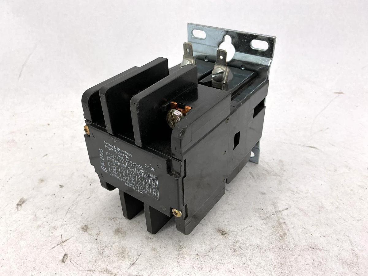 Used Potter & Brumfield P40P42D12P1-24 Contactor 3-Pole 24VDC Coil 50A 600V