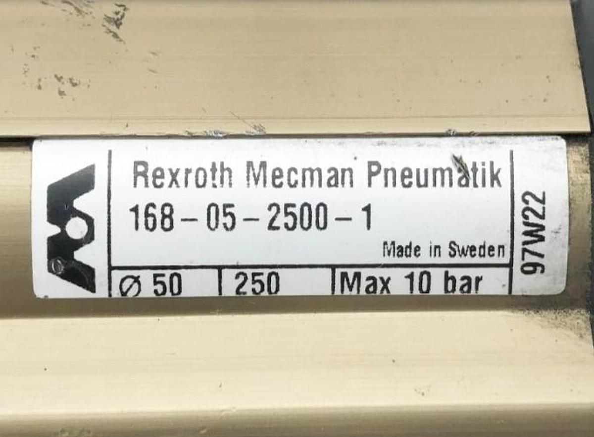 Used Rexroth Mecman 168-05-2500-1 Pneumatic Cylinder 50mm Bore 250mm Stroke 10 bar
