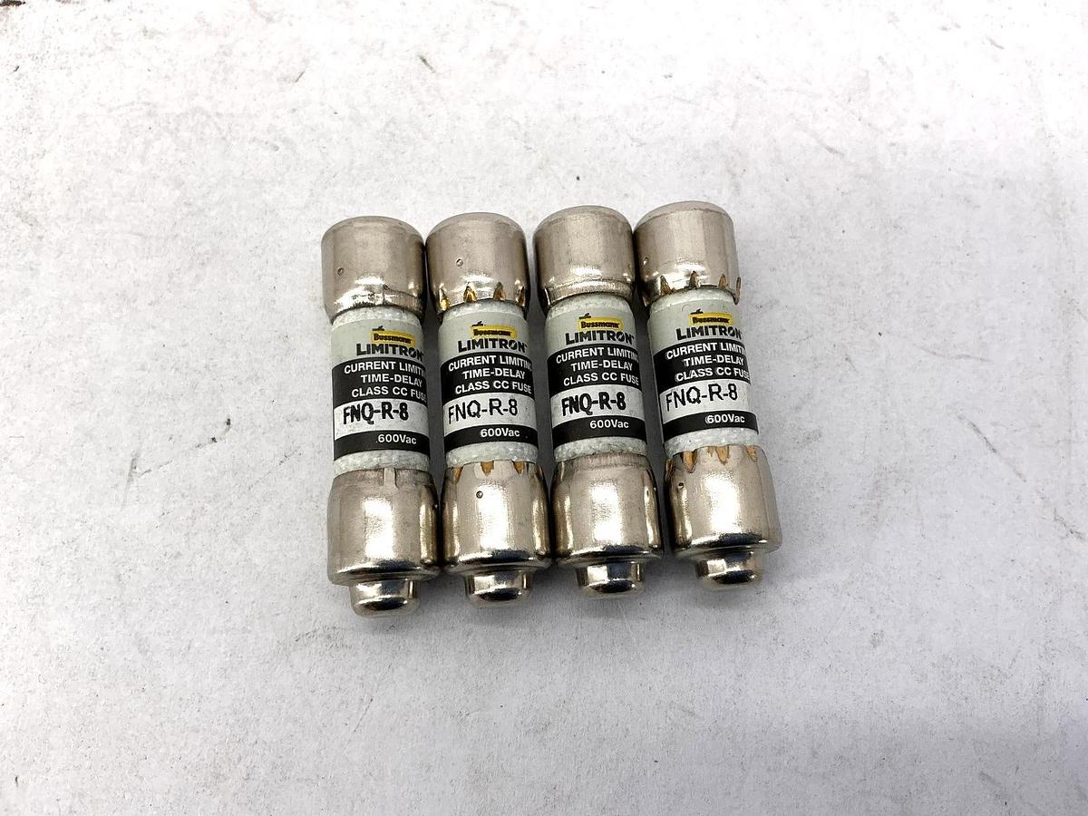 Lot of 4 New Bussmann FNQ-R-8 Limitron Current-Limiting Class CC Fuse 8A 600V