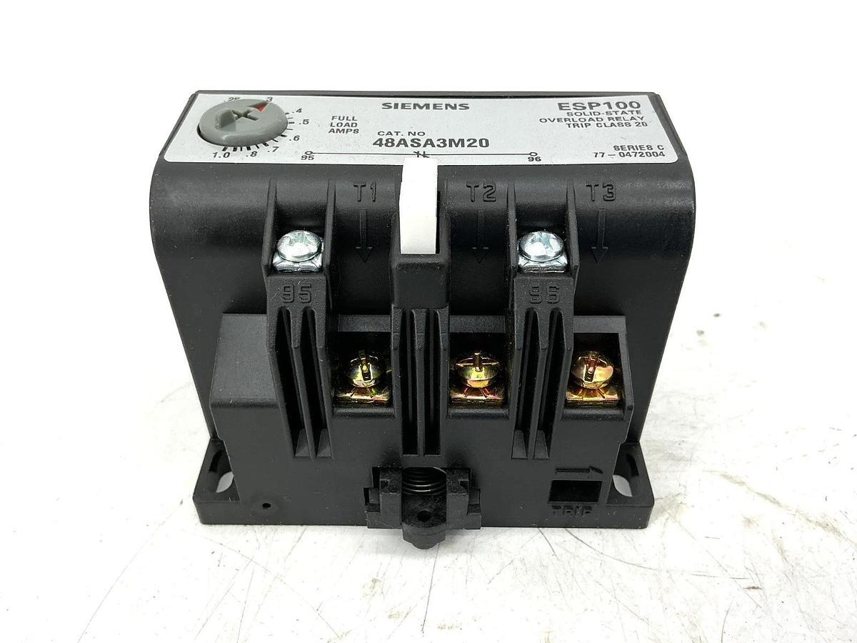 New Siemens 48ASA3M20 Ser C Overload Relay Solid State 3PH 50/60HZ 0.25-1FLA