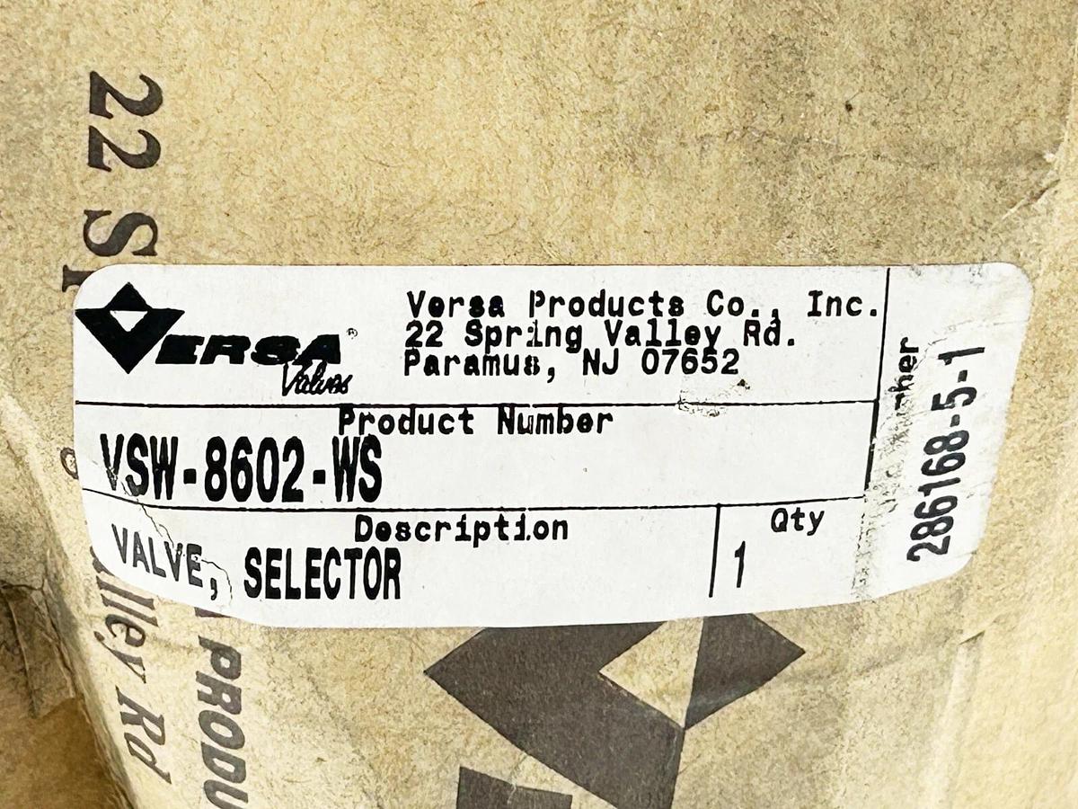 New Versa VSW-8602-WS Selector Valve 200PSIG 14Bar