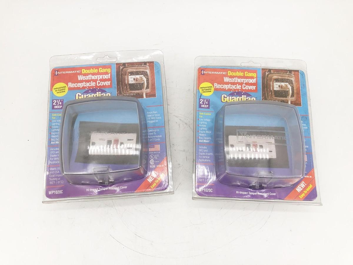 Lot of 2 New Intermatic WP1020C Double Gang Weather Proof Receptacle Covers