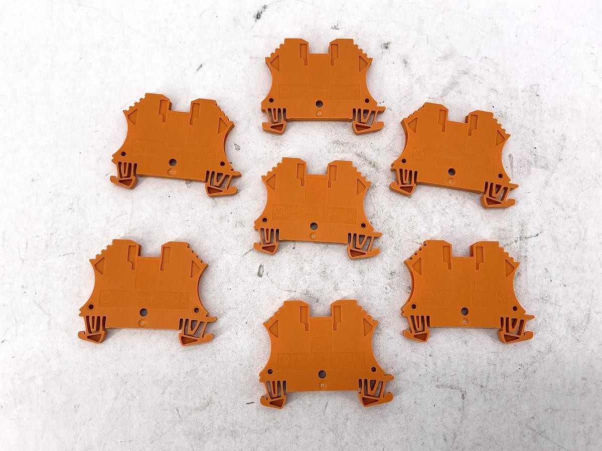 Lot of 7 New Allen Bradley 1492-J3-OR Ser A Terminal Blocks Orange 25A 600V