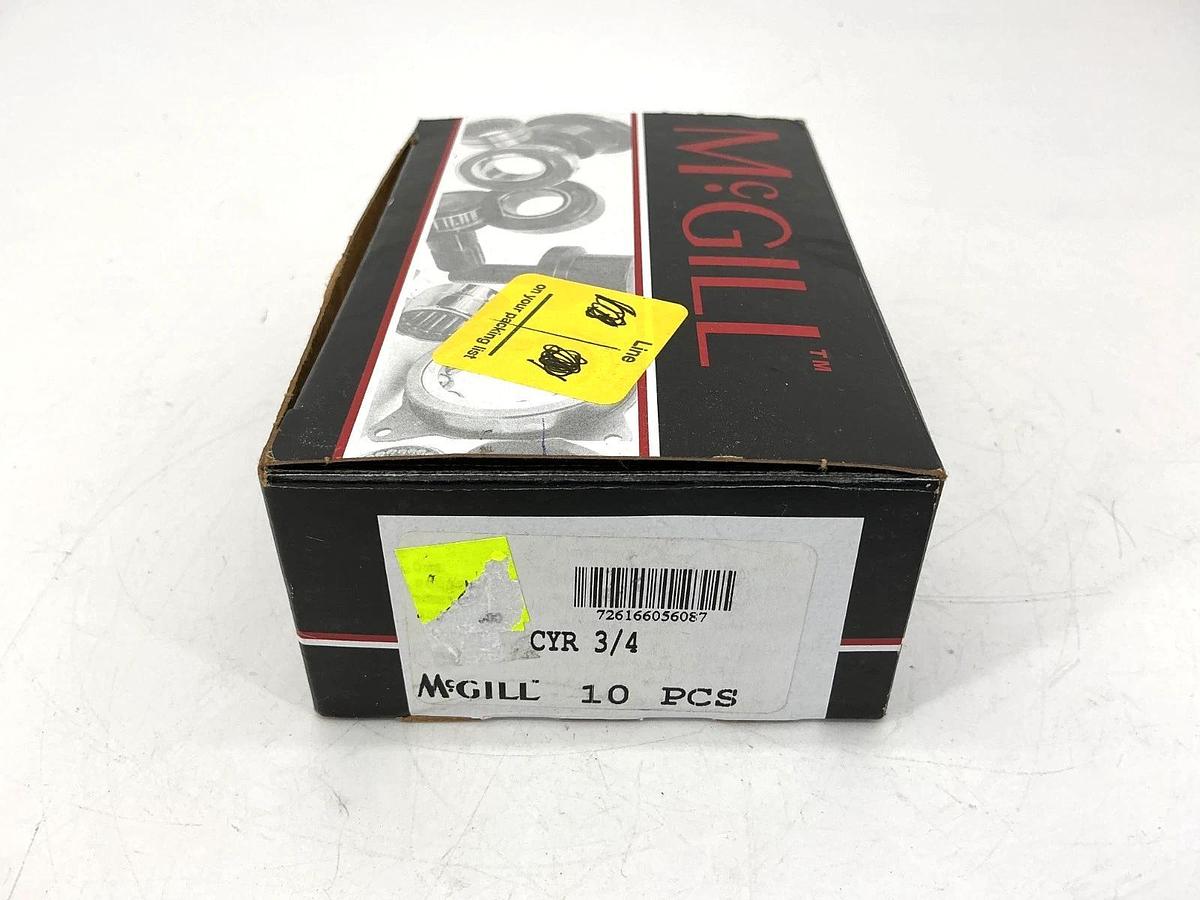 Box of 10 New McGill CYR-3/4 Cam Yoke Roller Bearing D:0.75" B:0.25" W:0.5"
