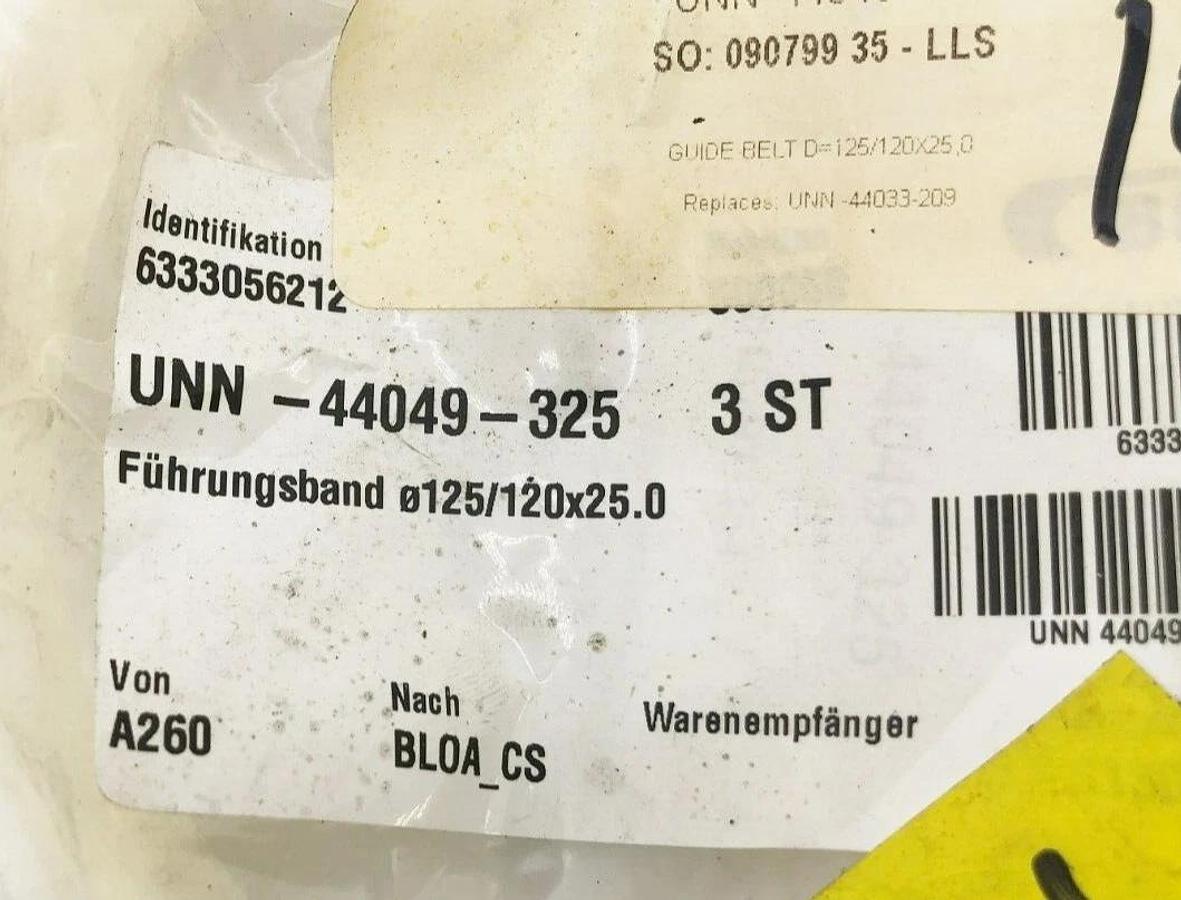 Lot of 3 New Buhler UNN-44049-325 Guide Belts 125/120x25.0