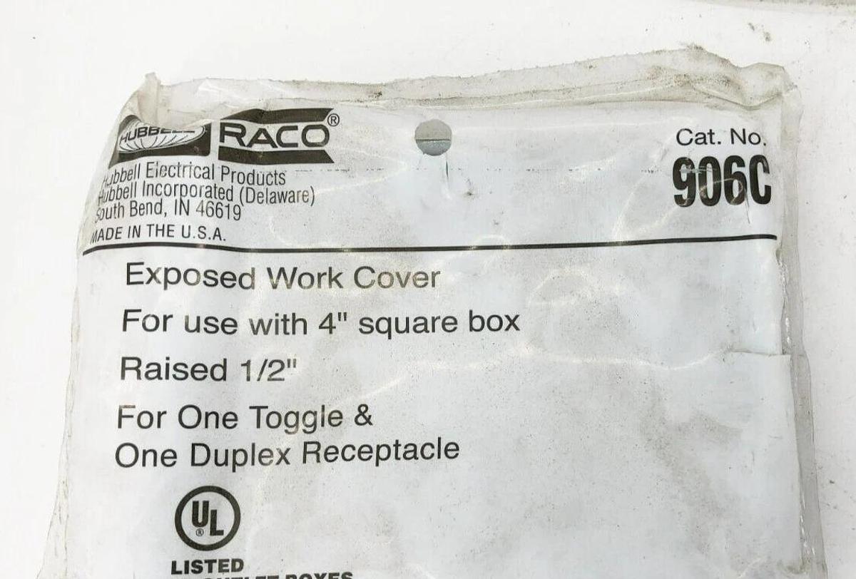 Lot of 3 New Hubbell Raco 906C 4" Covers For One Toggle & One Duplex Receptacle