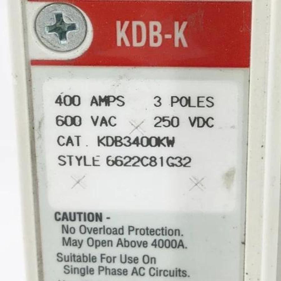 New Eaton KDB3400KW Circuit Breaker 400A 3P 600VAC 250VDC - No Box
