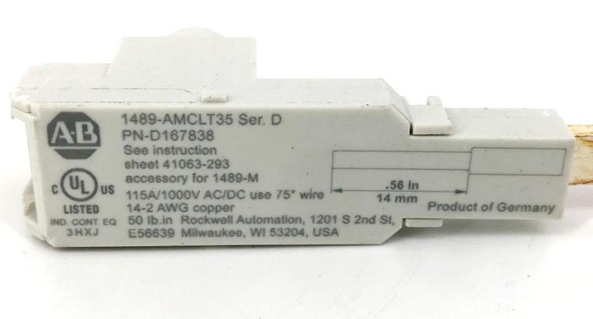 New Allen Bradley 1489-AMCLT35 Terminal Power Feed 115A 1000VAC/DC - No Box
