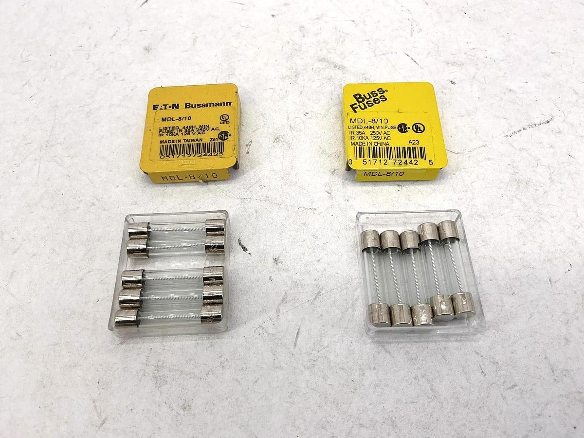 Lot of 10 New Bussmann MDL-8/10 Glass Fuse 8/10A 250V