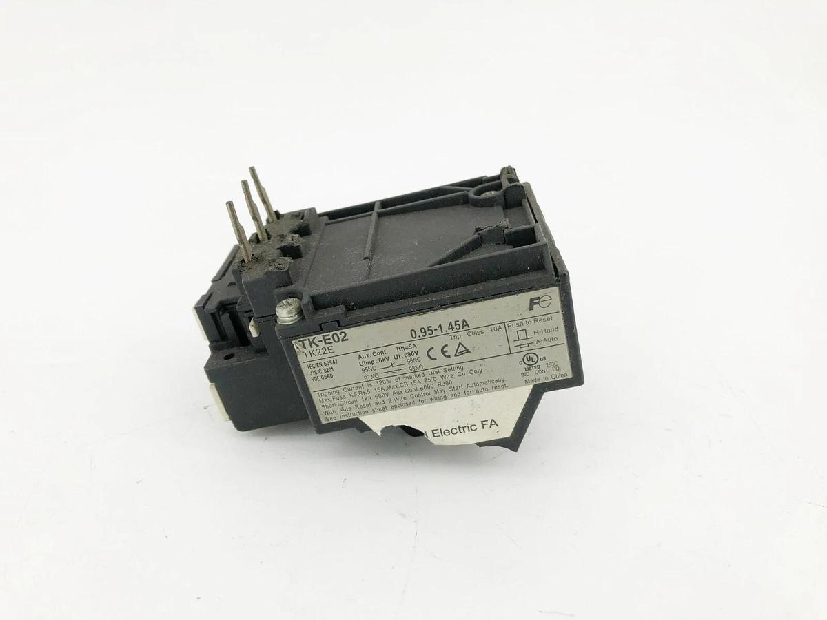 Used Lot of 2 Fuji Electric TK-E02-145 Overload Relays 0.95-1.45A TK22E