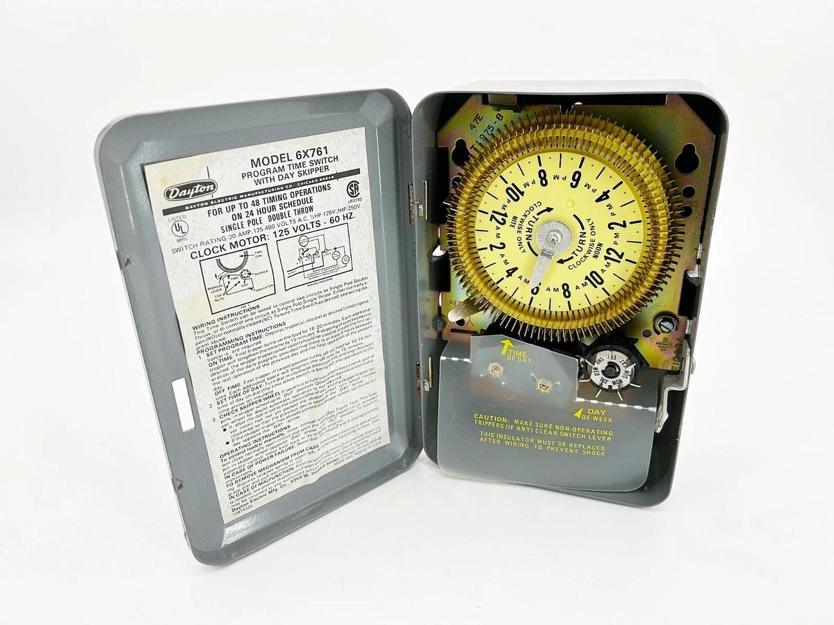 New Dayton 6X761 Time Switch With Day Skipper 1P 480V 60Hz