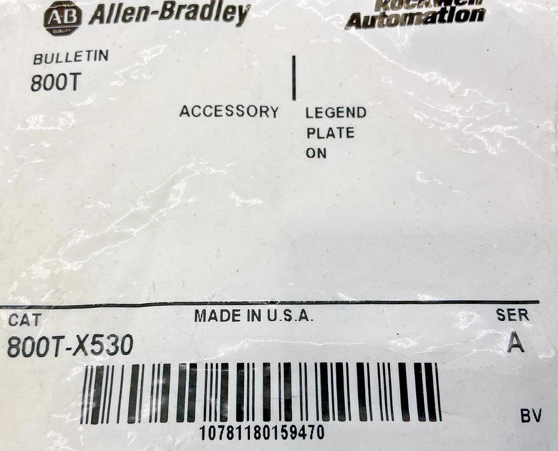 Lot of 2 New Allen Bradley 800T-X530 Ser A Legend Plate On Accessory
