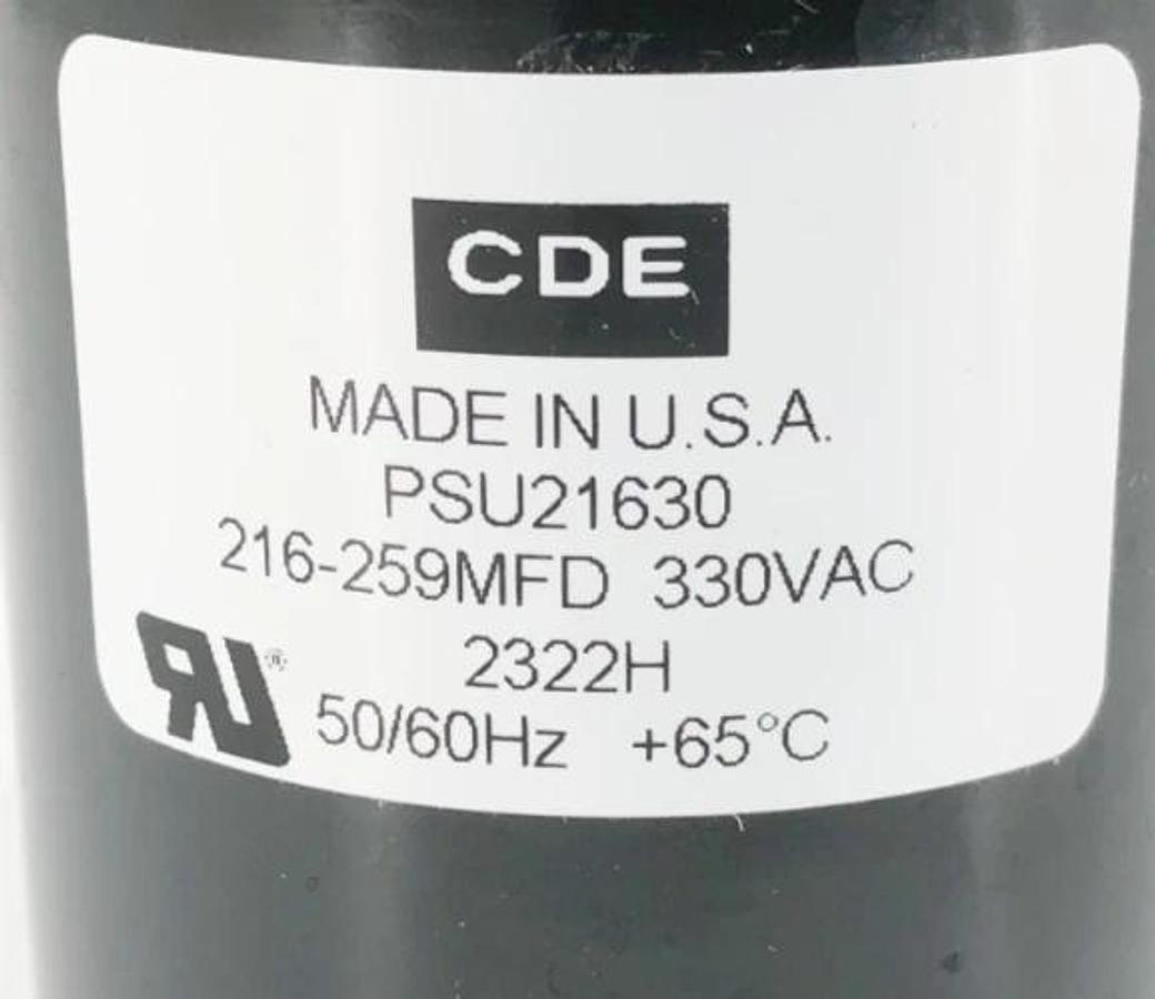 New CDE PSU21630 Capacitor 216-259MFD 330VAC - No Box