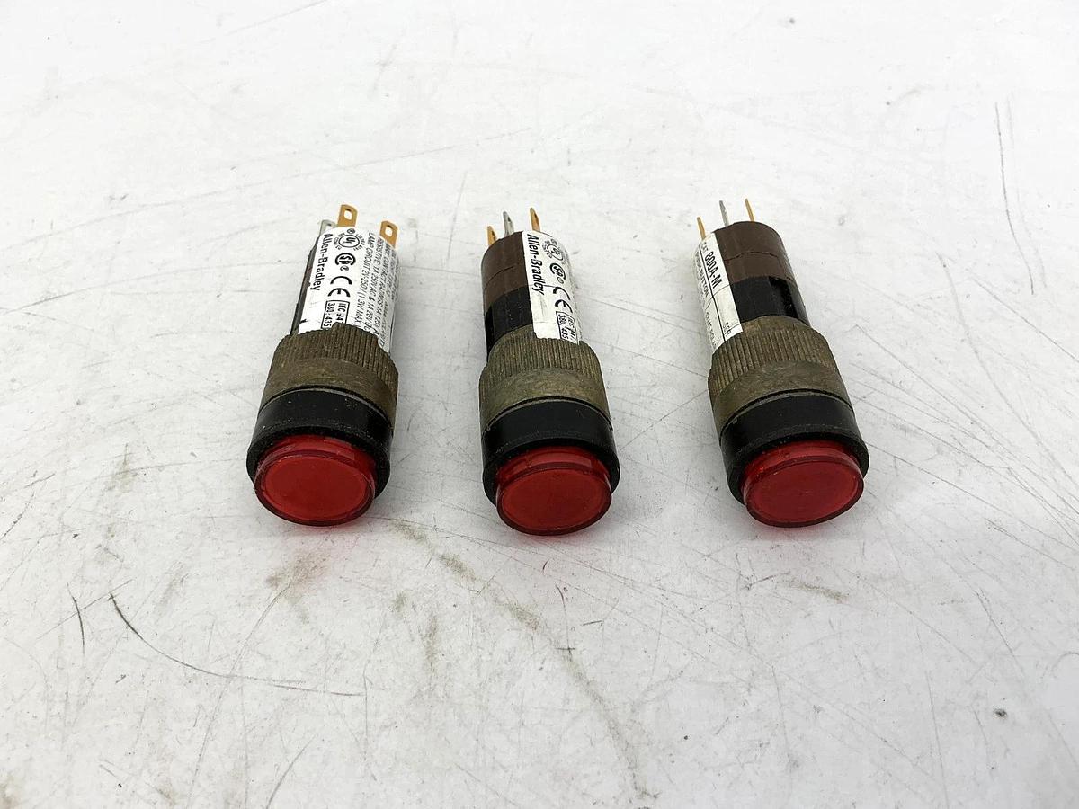 Lot of 3 New Allen Bradley 800A-M2AR24 Ser B Momentary Pushbutton Red 6-Pin