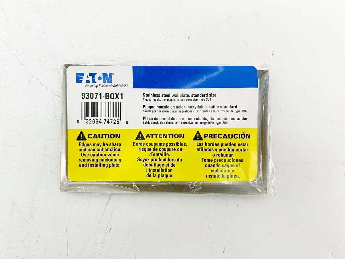 New Eaton 93071-BOX1 Stainless Steel Wallplates Box of 10