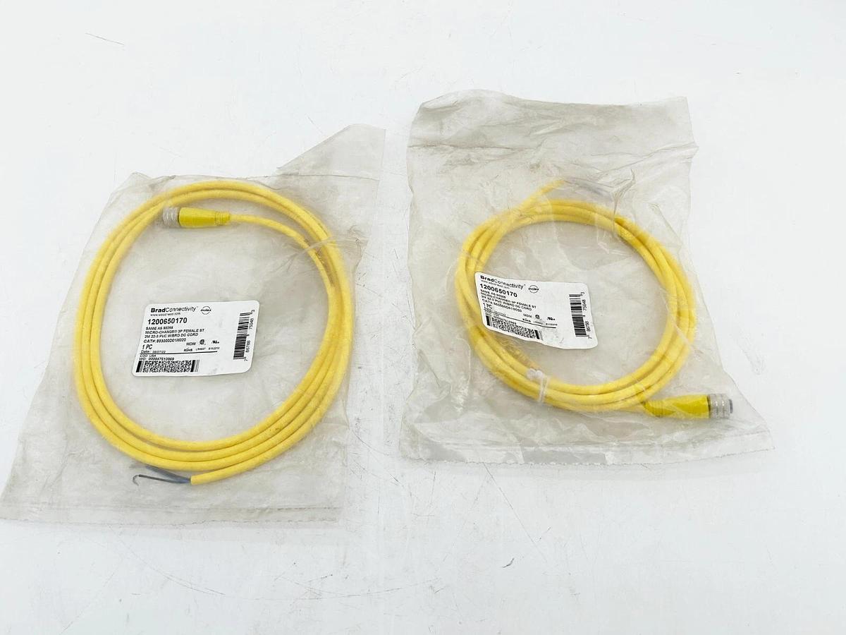 New Lot of 2  Brad Connectivity 1200650170 Cordset Micro Change 3P Female SZT 2m