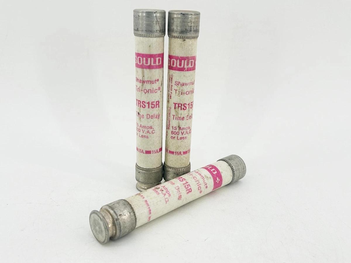 Used Lot of 3 Shawmut TRS15R Current Limiting Time Delay Fuse 15A 600V Ckass RK5