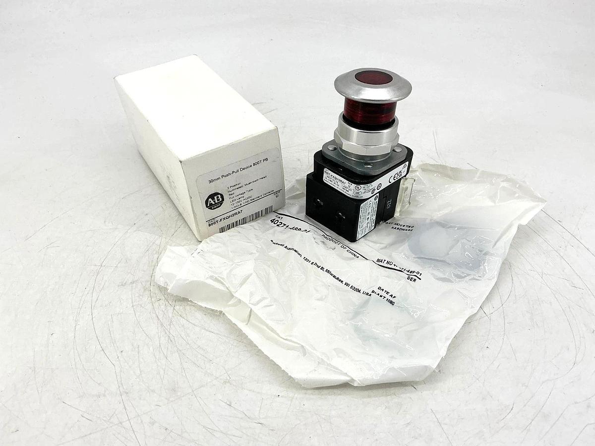 New Allen Bradley 800T-FXQH2RA7 Ser U Push-Pull Device 2Pos Red LED Lamp 12-130V