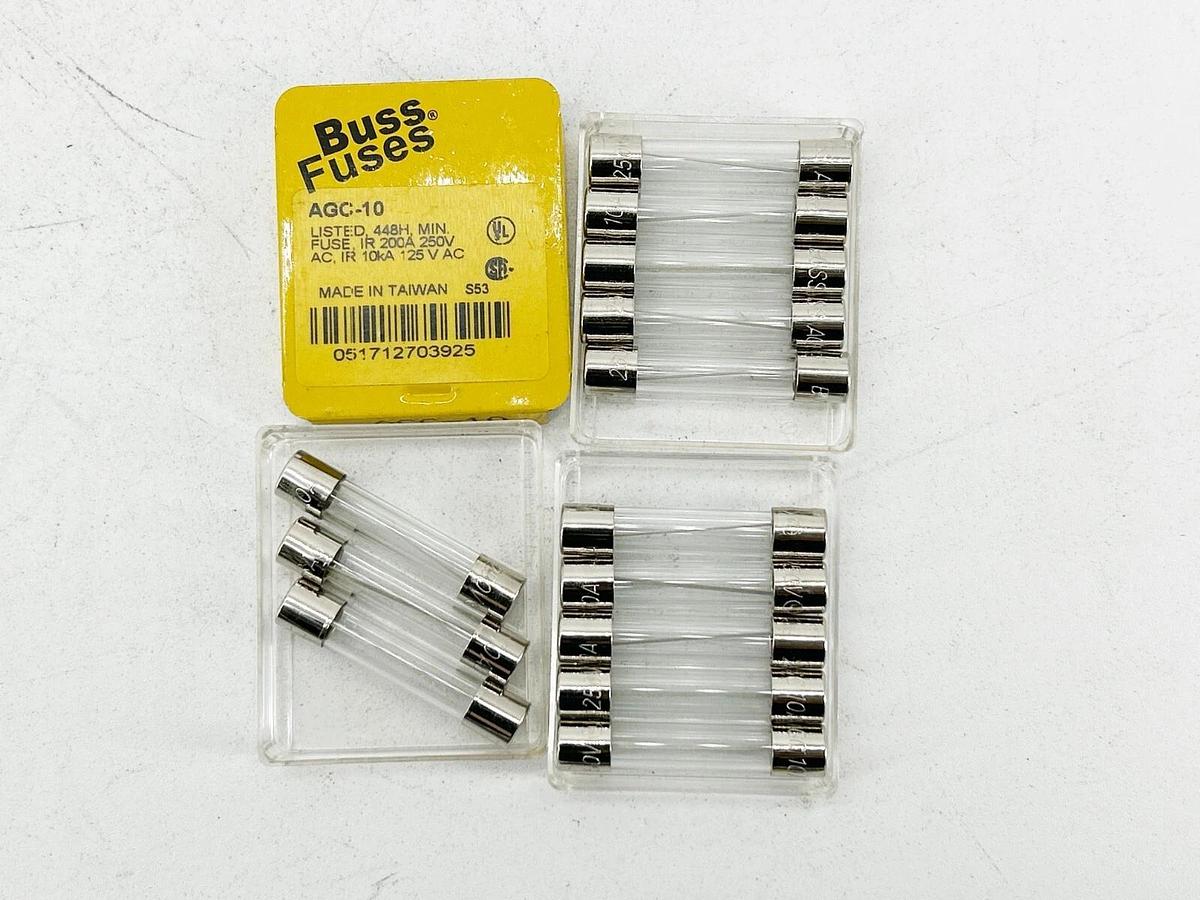 New Lot of 13 Bussmann AGC-10 Glass Fuse 10A 250V